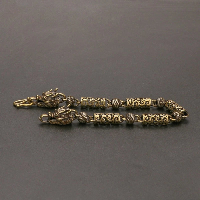 Vintage Brass Bracelet Men Women Simple Cloud Zodiac Dragon Copper Chain Gift 07FC0E-D4 - KOEEK