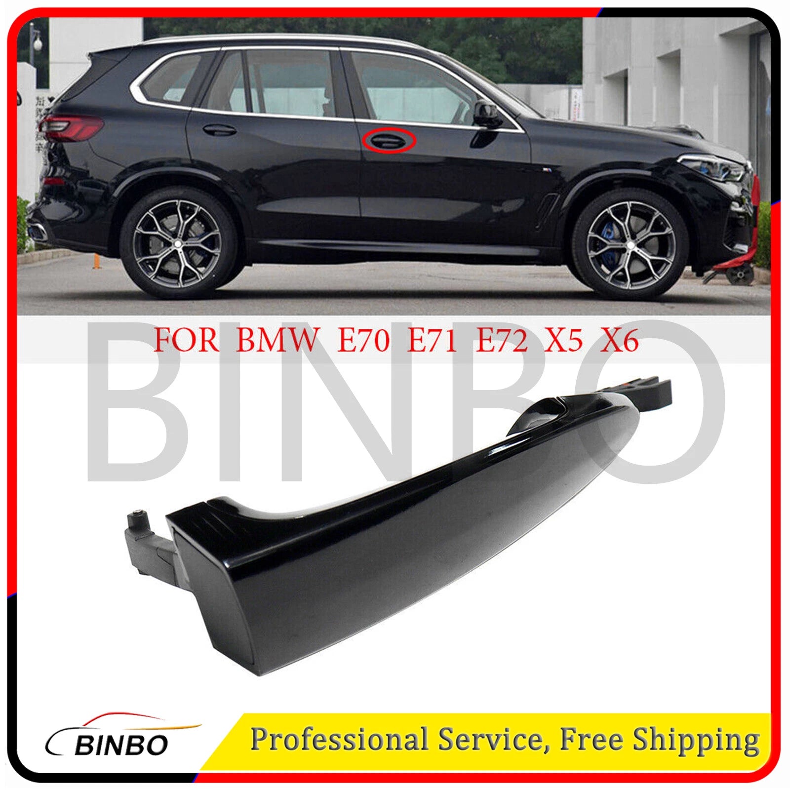 Rear Right Exterior Door Handle Black For BMW X5 X6 E90 E70 E71 E72 51227207568 07FC0E-D4 - KOEEK