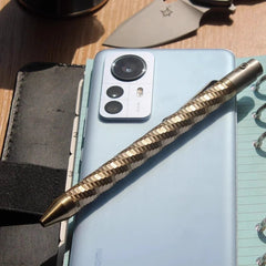 Brass+Titanium Pen Writing Signature Ballpoint Pen Portable EDC Stationery Gift 07FC0E-D4 - KOEEK
