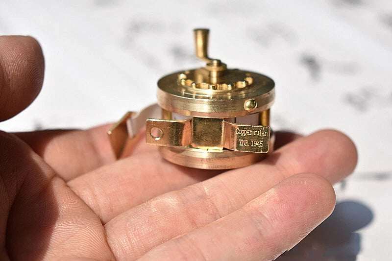 EDC Brass Pocket Tape Measure Mini Manual Reel Retro Flywheel Sewing Tool 07FC0E-D4 - KOEEK