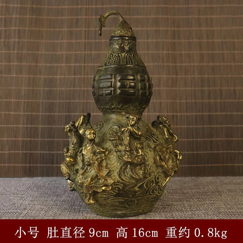 Brass Gourd Figurine Eight Immortals Design Feng Shui Home Entryway Decor 07FC0E-D4 - KOEEK
