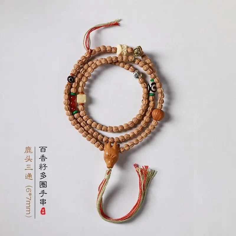 Tibetan Baixiangzi 108 Buddha Bead Handstring Bracelet Necklace Amulet Bangle 07FC0E-D4 - KOEEK