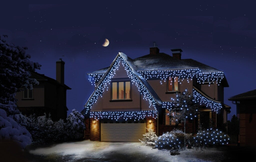 Premier 720 LED Snowing Icicles Multi-Action Christmas Lights with Timer - WHITE PREMIER - KOEEK