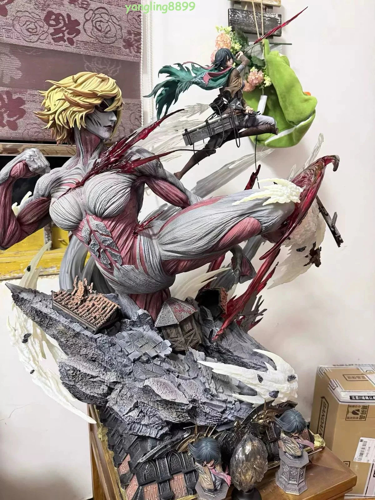 Recast Attack On Titan Mikasa Vs Annie 1/6th Ackerman Resin Model Collect 75cm H 07FC0E-D4 - KOEEK