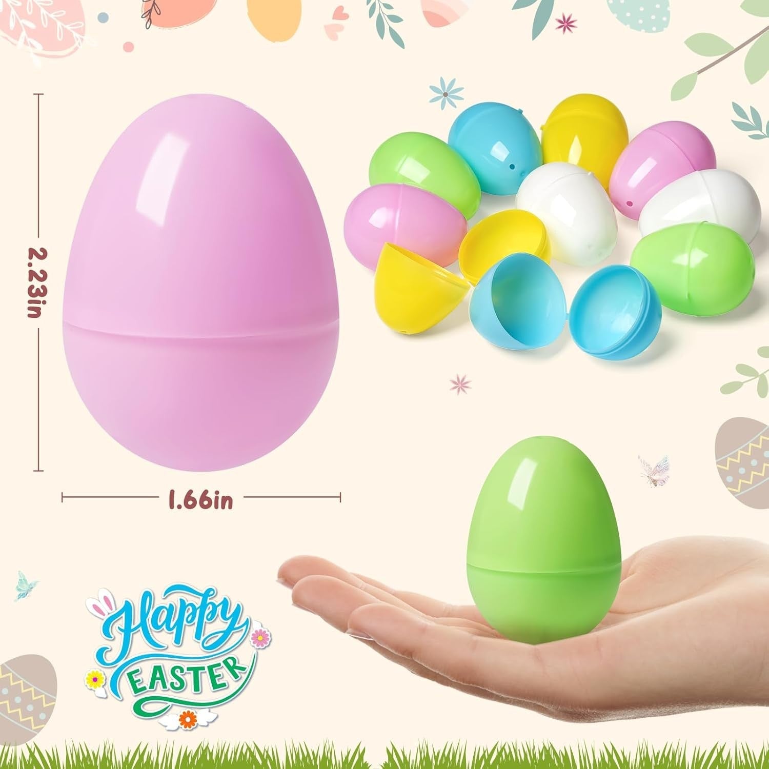 new Duchong 50 PCS Plastic Easter Eggs Bulk Empty Fillable, 2.4" Assorted [Mixed] DUCHONG - KOEEK