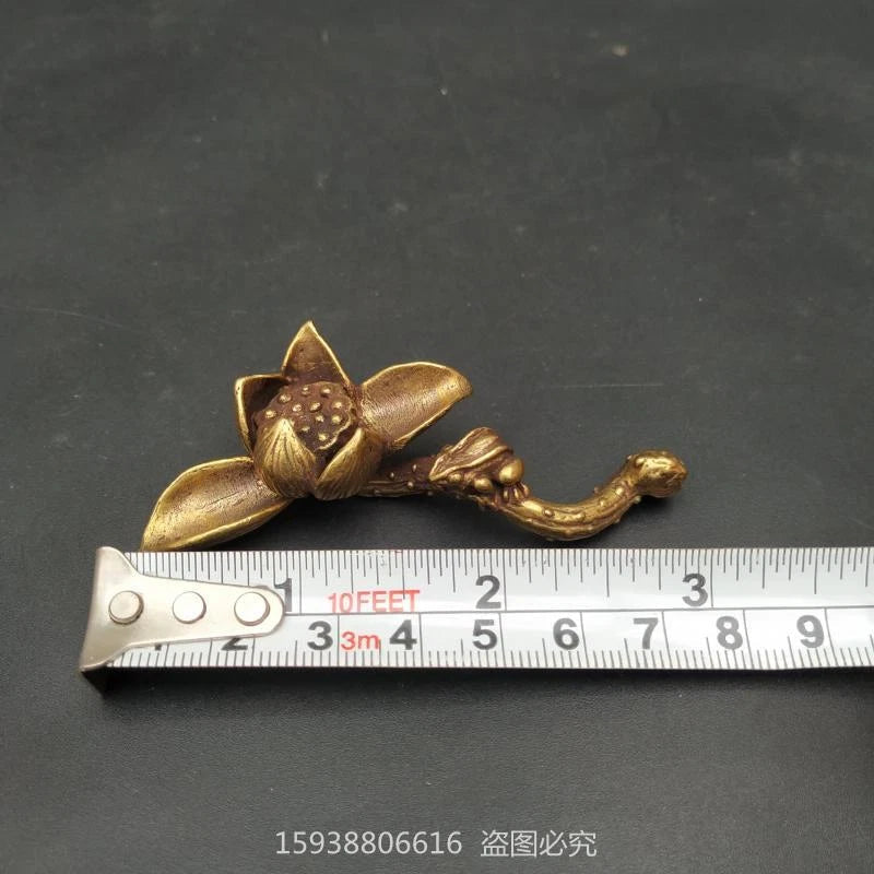 Solid Brass Lotus Frog Mini Ornament Retro Tea Ceremony Tea Pet Bronze Carving 07FC0E-D4 - KOEEK