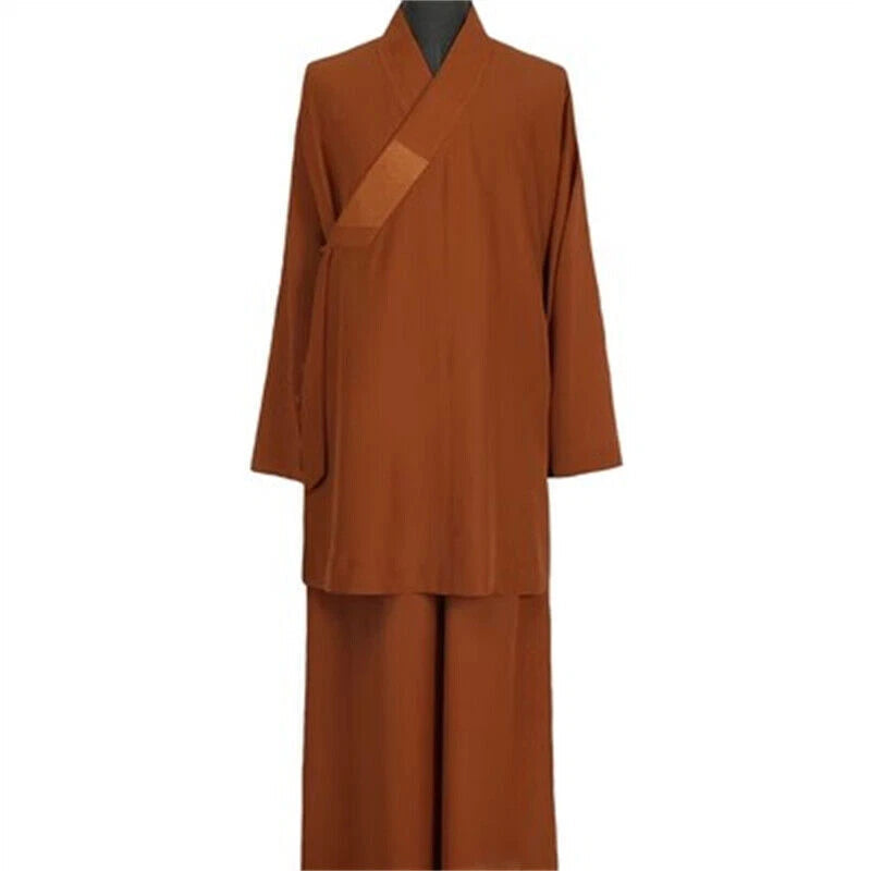 Buddhist Shaolin Monk Robe Linen Kung Fu Suit Meditation Uniforms Full Set 07FC0E-D4 - KOEEK