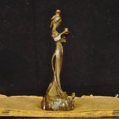 4.7" Chinese Retro Bronze Fairy Beauty Handmade Carving Statue Homen Ornament 07FC0E-D4 - KOEEK