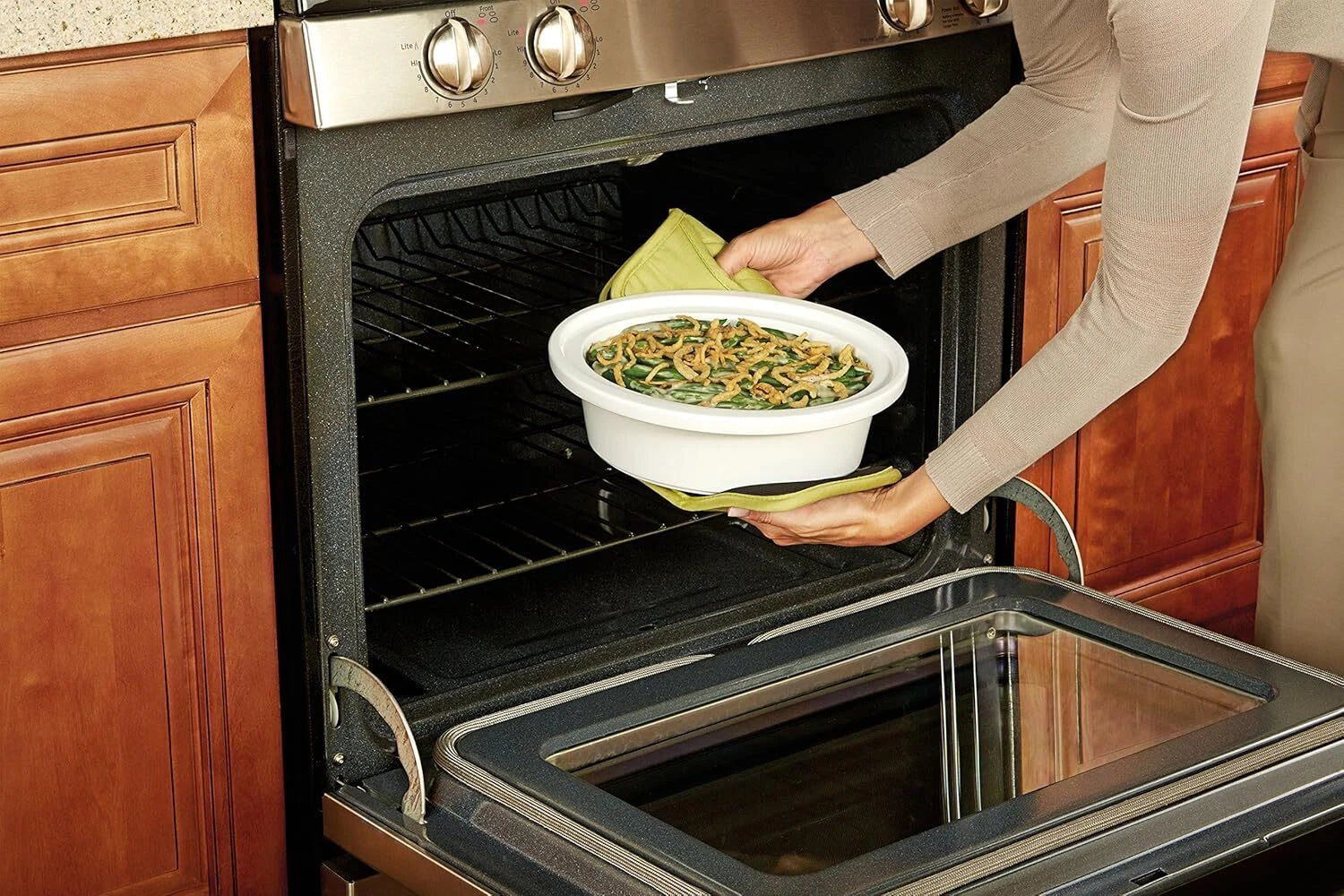 Compact 2.5-Quart Casserole Slow Cooker (White/Blue), Durable and Compact 07FC0E-D4 - KOEEK