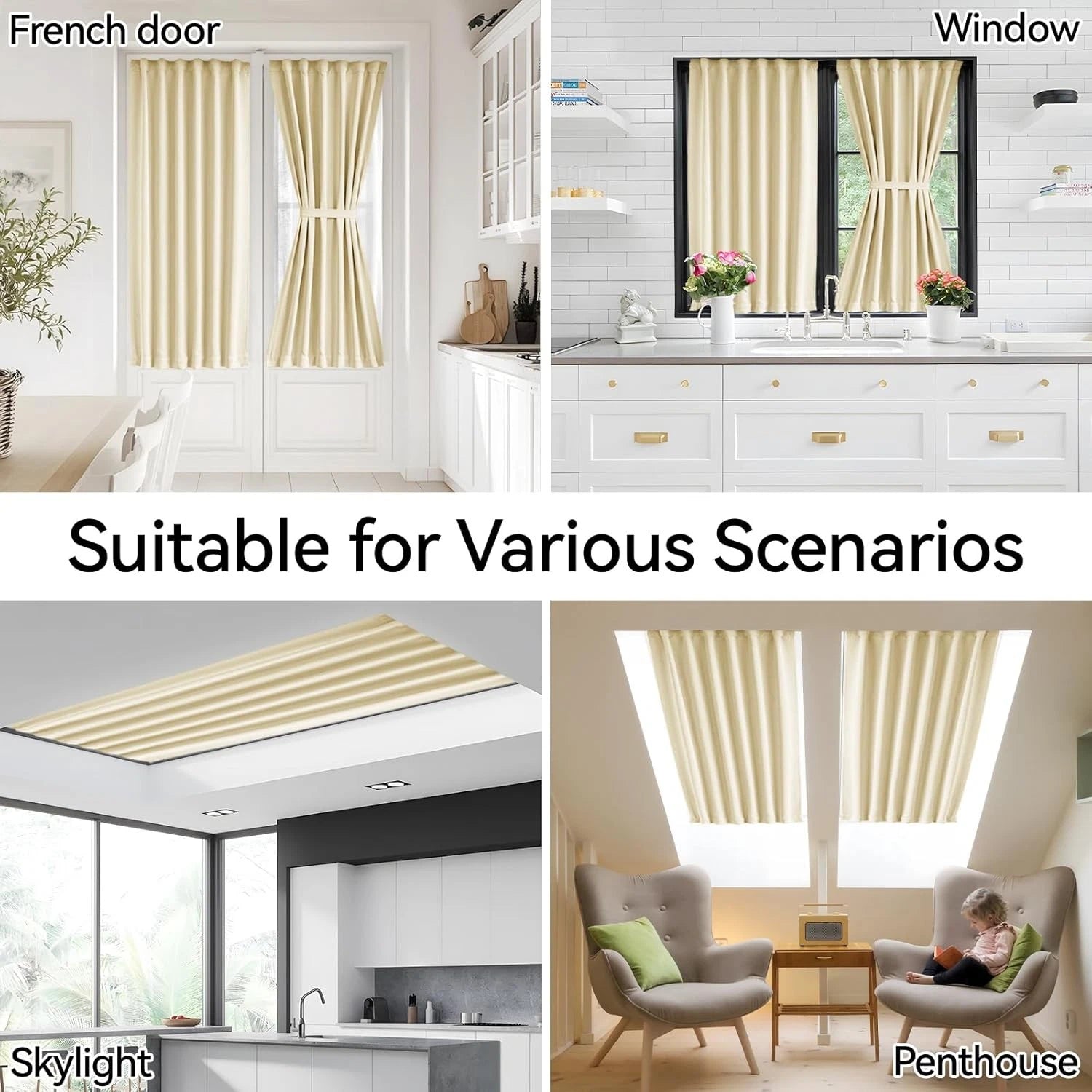 36 wide x 72 long front door curtain panel, 1 piece, light beige 07FC0E-D4 - KOEEK