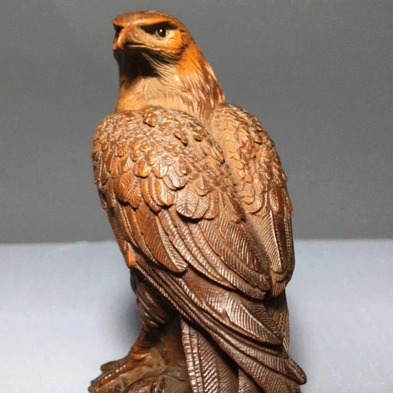 9cm Retro Wood Carving Eagle Ornament Home Furnishings Decoration Handicraft 07FC0E-D4 - KOEEK