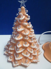 "CORAL w/SNOW CAPS"  Ceramic Christmas Tree"  ly Made/ Extra Lights 07FC0E-D4 - KOEEK