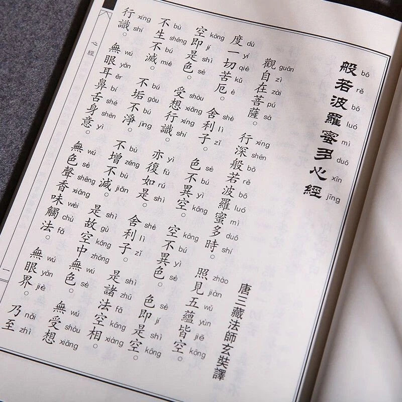 Heart Sutra Diamond Sutra Large Print with Pinyin Traditional Vertical Reading 07FC0E-D4 - KOEEK