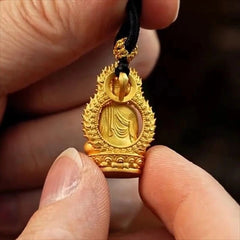 Small Portable Gold Buddha Pendant Brass Namo Ksitigarbha Bodhisattva 07FC0E-D4 - KOEEK