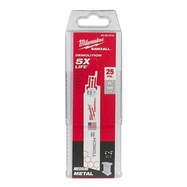 new Milwaukee Tool 48-00-8784 6" 18 Tpi The Torch Sawzall Blades (25 Pk) Milwaukee - KOEEK