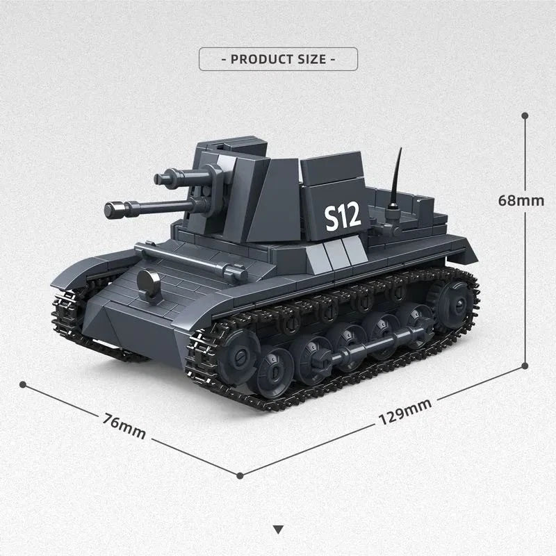1:35 WWII German Panzer I Tank Destroyer Building Blocks Model Military Toy 07FC0E-D4 - KOEEK