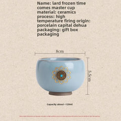120ml Ceramic Ru Kiln Tea Drinking Cup Crackle Glaze Master Cup Kung Fu Tea Set 07FC0E-D4 - KOEEK