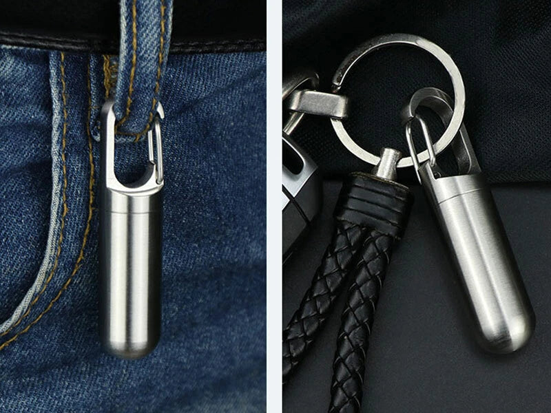 Outdoor Survival  Waterproof Pill Case Key Chain Capsule Seal Container Box 07FC0E-D4 - KOEEK