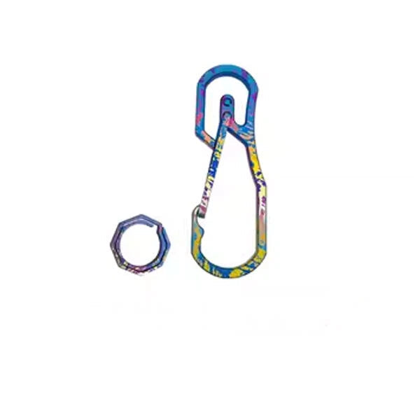 Titanium Alloy Keychain Carabiner w Ring Outdoor EDC Waist Hanging Buckle Tool 07FC0E-D4 - KOEEK