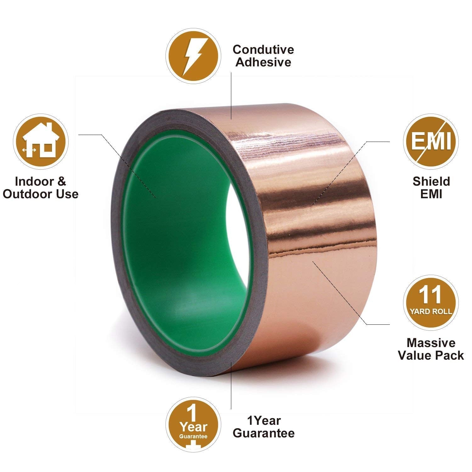 new LOVIMAG Copper Foil Tape (2inch X 33 FT) with Conductive Adhesive 50mmx10m-1p LOVIMAG - KOEEK
