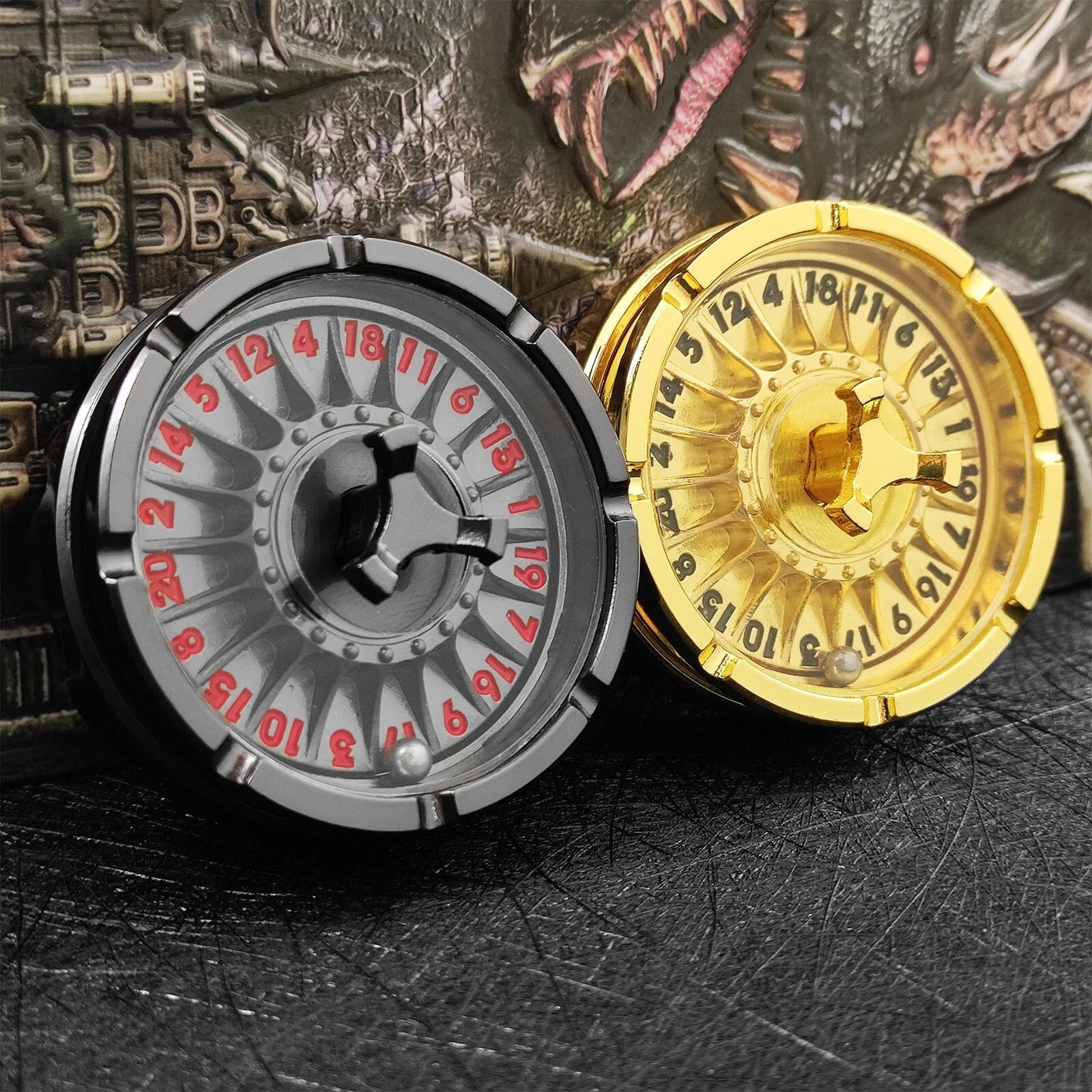 EDC Toy Fingertip Gyro Roulette Dice for Dungeons and Dragons Spinner Metal Dice 07FC0E-D4 - KOEEK