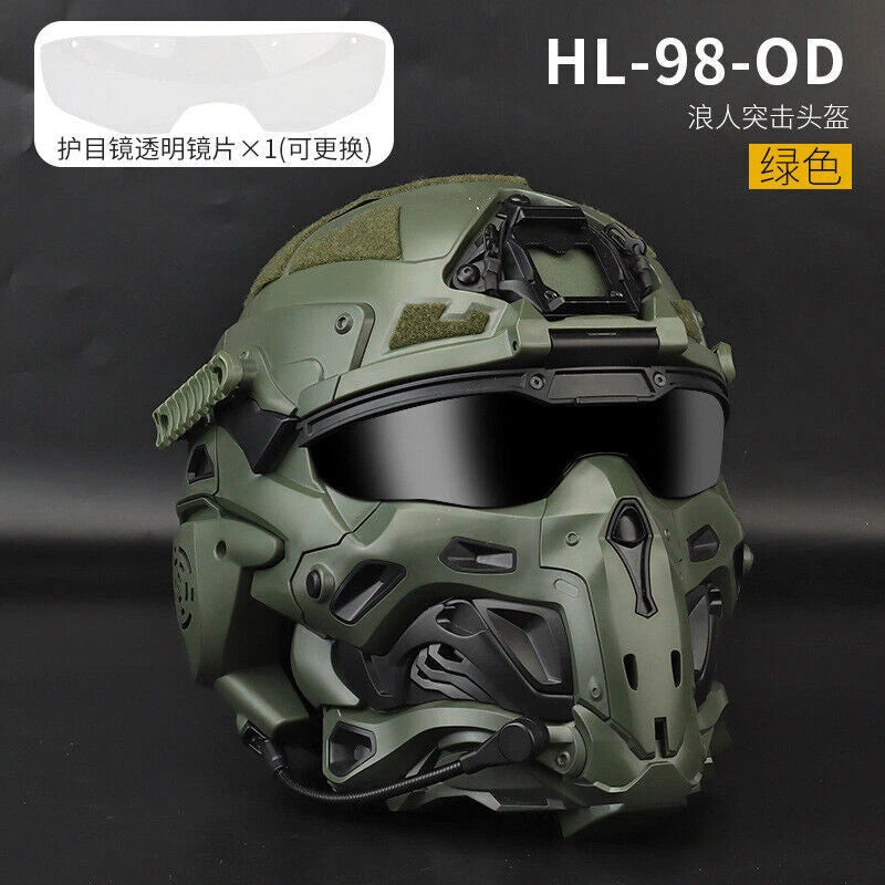 Tactical Assault Helmet W/ Built-in Anti-fog Fan Headset Modular Replace Lense 07FC0E-D4 - KOEEK