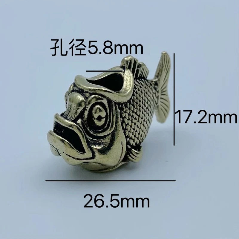 EDC Brass Fish Shape Lanyard Bead Knife Paracord Pendant Keychain DIY Beads Gift 07FC0E-D4 - KOEEK