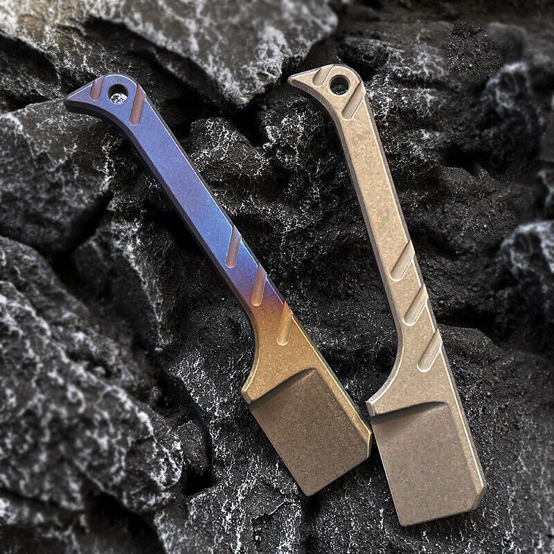 Solid Titanium Pry Bar Crowbar Outdoor Travel EDC Multi Tool Unpack Box Keychain 07FC0E-D4 - KOEEK