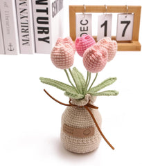Crochet Woven Tulips with Wool,Simulation Plant Crochet Hand-Woven Flowers 07FC0E-D4 - KOEEK