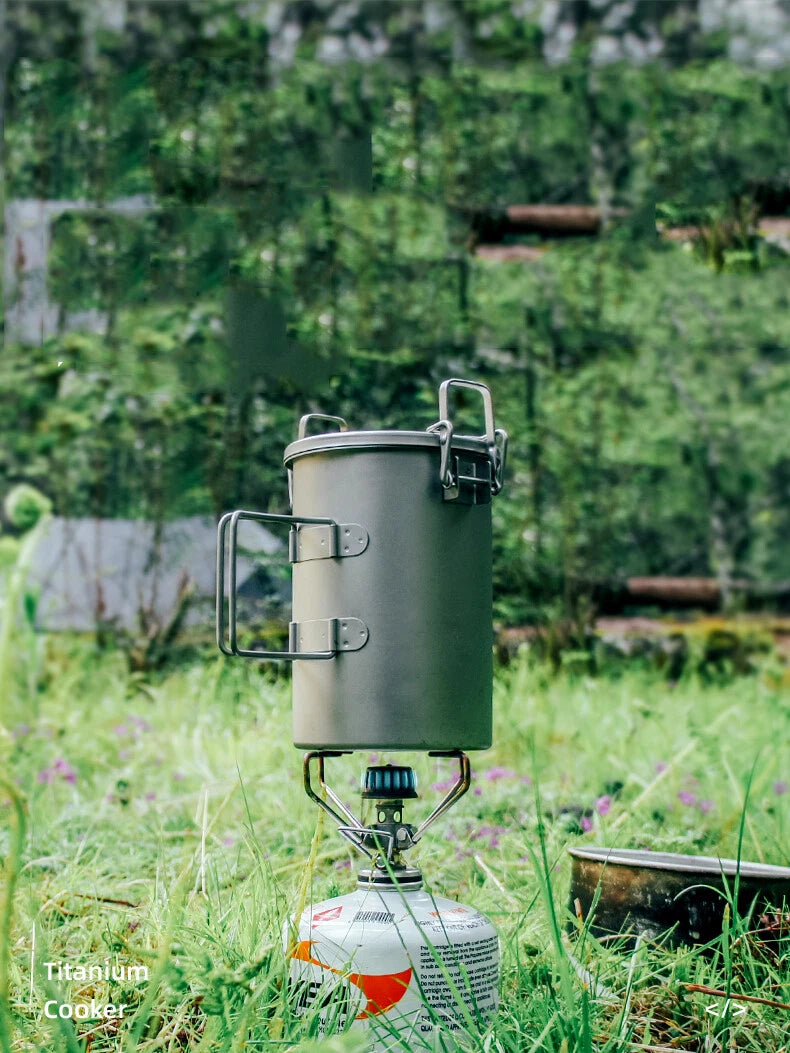 Titanium Outdoor Cookware Camping Cooking Pot With Folding Handles Utensils 07FC0E-D4 - KOEEK
