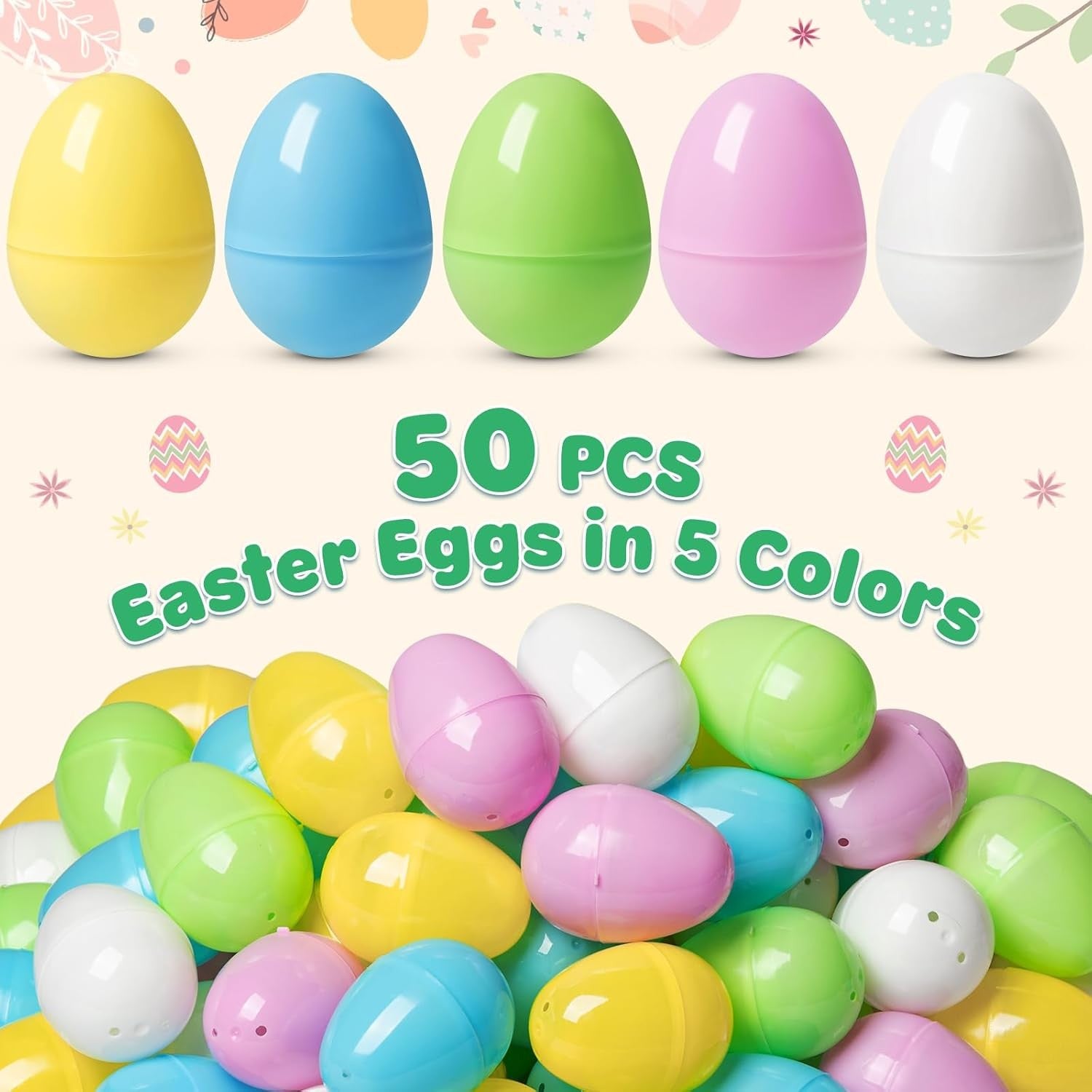 new Duchong 50 PCS Plastic Easter Eggs Bulk Empty Fillable, 2.4" Assorted [Mixed] DUCHONG - KOEEK