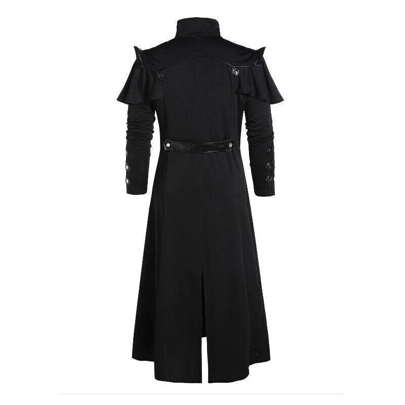 Long Trench Men's Medieval Victorian Style Frock Coat Cape Cloak Costume Jackets 07FC0E-D4 - KOEEK