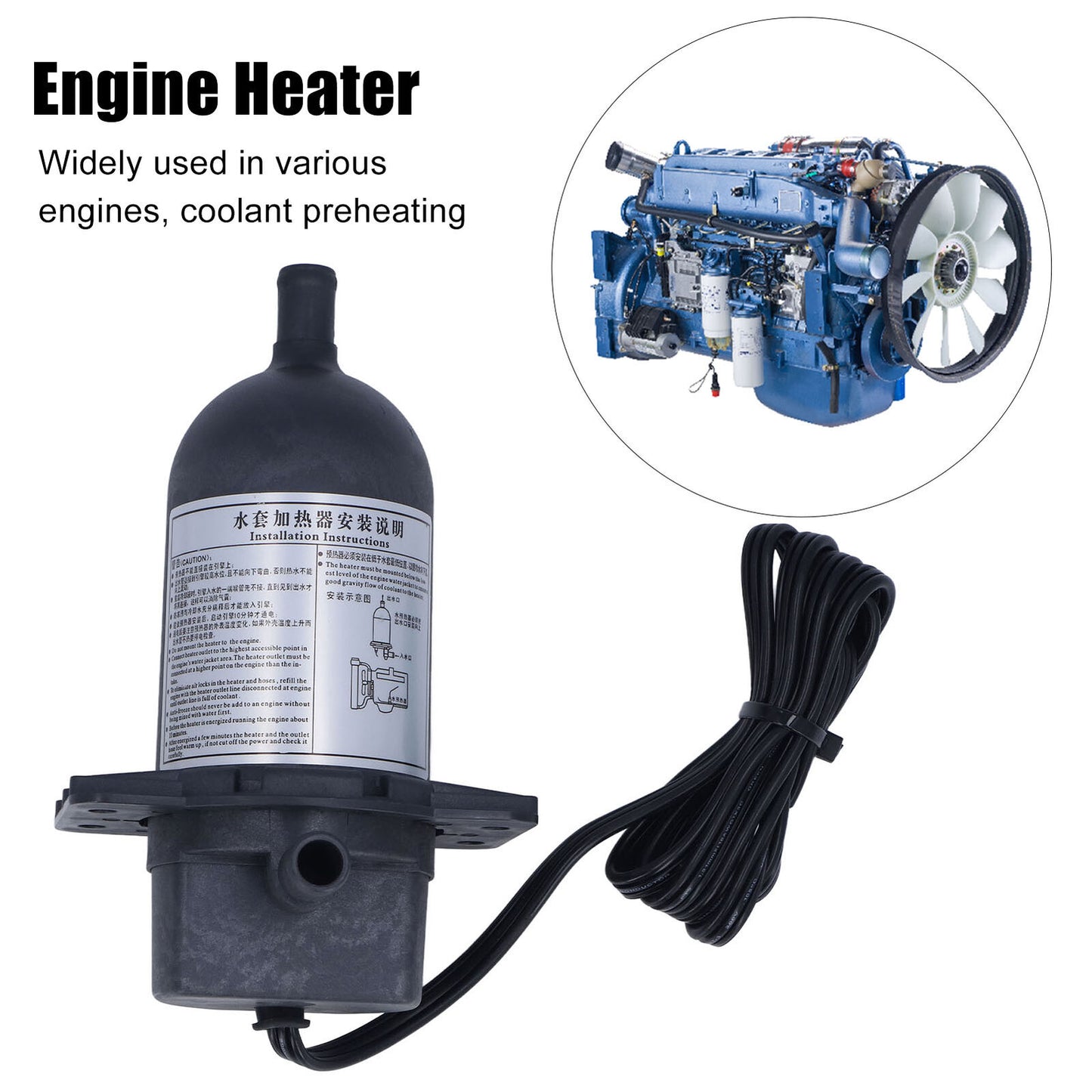 new 1500W Generator Heater Self Circulation Start Coolant Pre Heater Thermostat 220V koeek - KOEEK