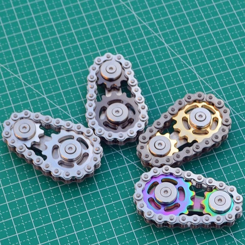 Fingertip Gyro Chain Flywheel Sprocket EDC Stainless Steel Toy Gear Spinner Gift 07FC0E-D4 - KOEEK