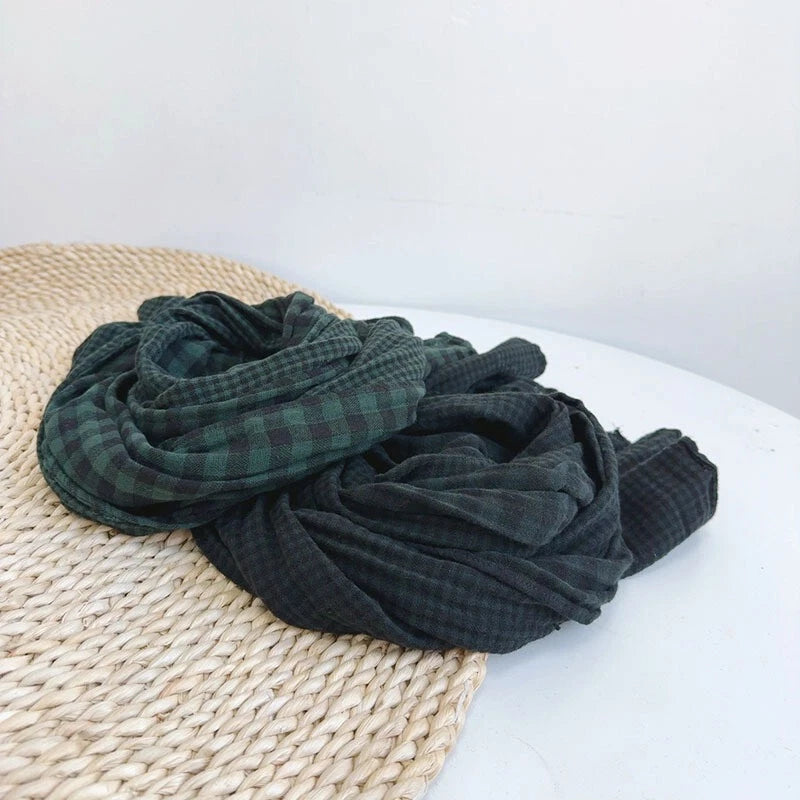 Mens  Cotton Plaid Scarf Preppy Style Shawl Casual Breathable Soft Scarves 07FC0E-D4 - KOEEK