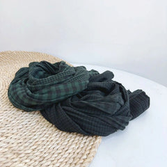 Mens  Cotton Plaid Scarf Preppy Style Shawl Casual Breathable Soft Scarves 07FC0E-D4 - KOEEK