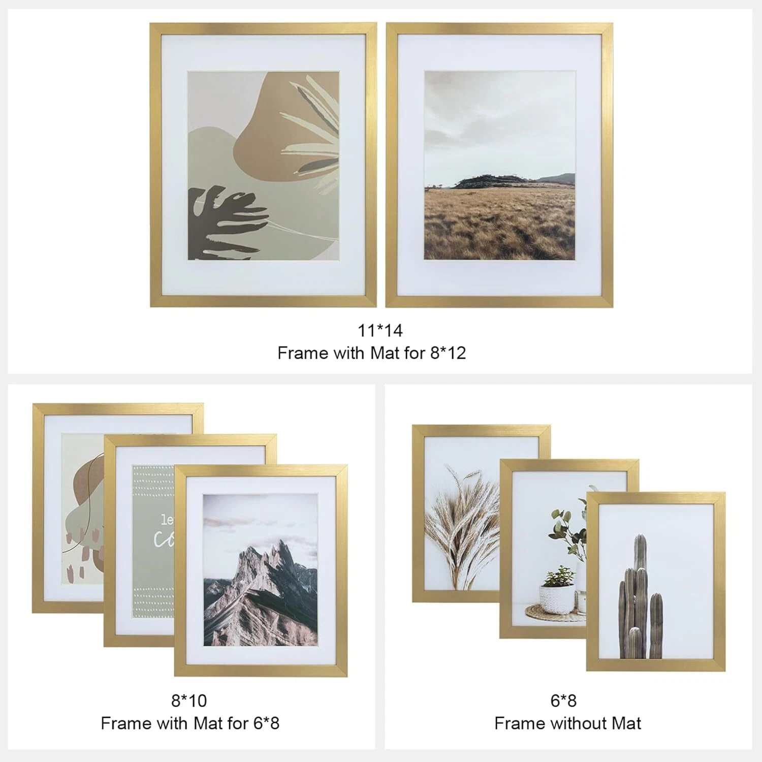 8 Pack Modern Gallery Wall Frame Set, Gold Photo Frame Collage Wall Decoration 07FC0E-D4 - KOEEK
