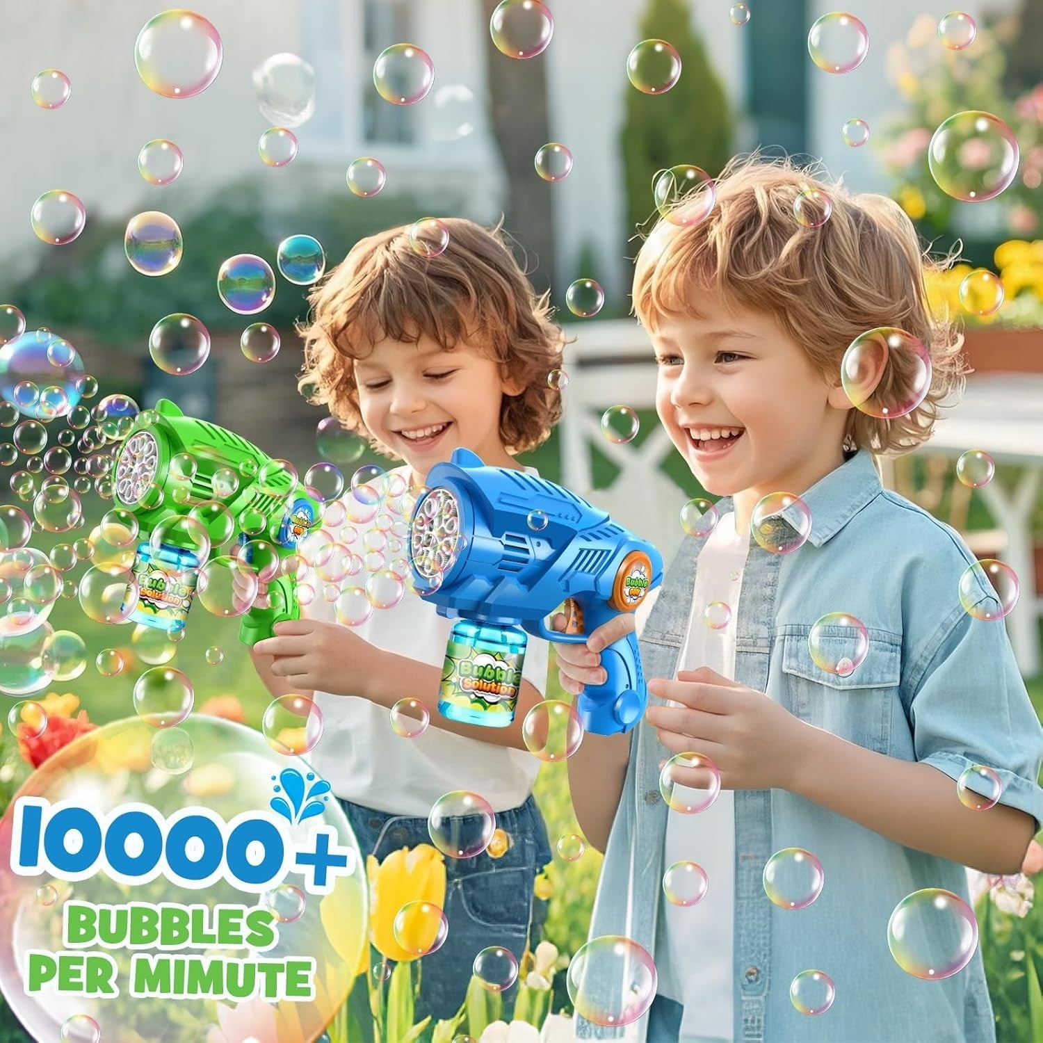 new Bubble Gun Machine for Kids 4-8: 2-Pack Automatic Guns with 2 Bottles...