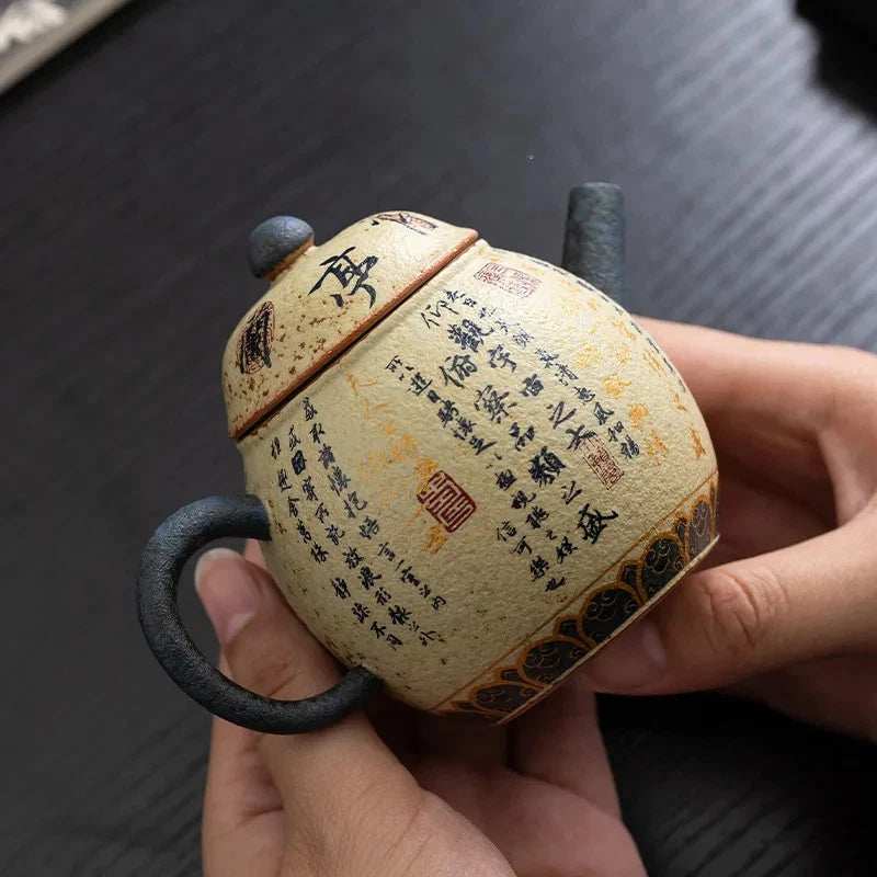 140ml Chinese Retro Ceramic Handmade Tea Pot Ball Hole Filter Tea Kettle Teaware 07FC0E-D4 - KOEEK
