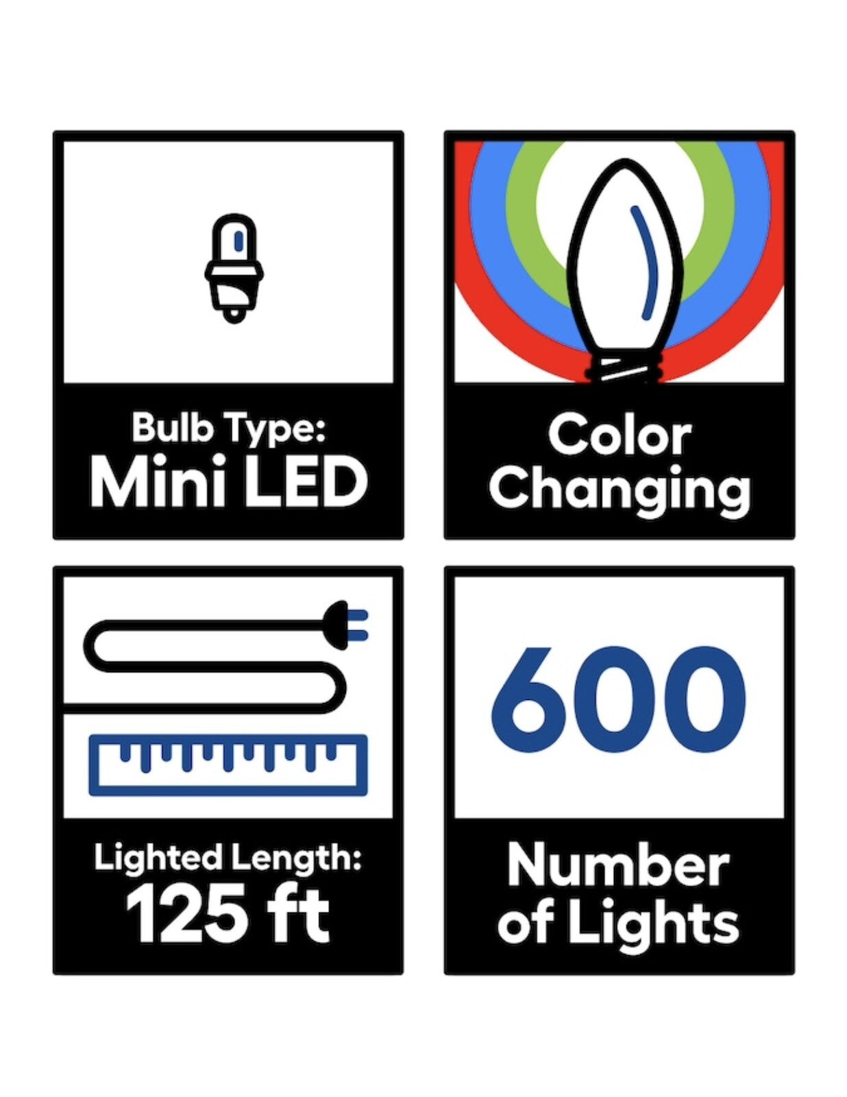 GE Color Choice 600-Ct 124 ft Color Changing MicroBright LED Light 8 Function GE - KOEEK