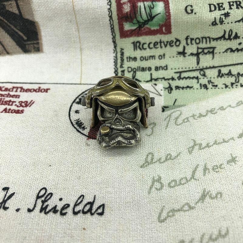 EDC Brass Pilot Skull Knife Umbrella Rope Parachute Cord Lanyard Tool Pendant 07FC0E-D4 - KOEEK