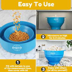 new Popco Silicone Popcorn Maker - Microwave Popper with Handles - Black POPCO - KOEEK