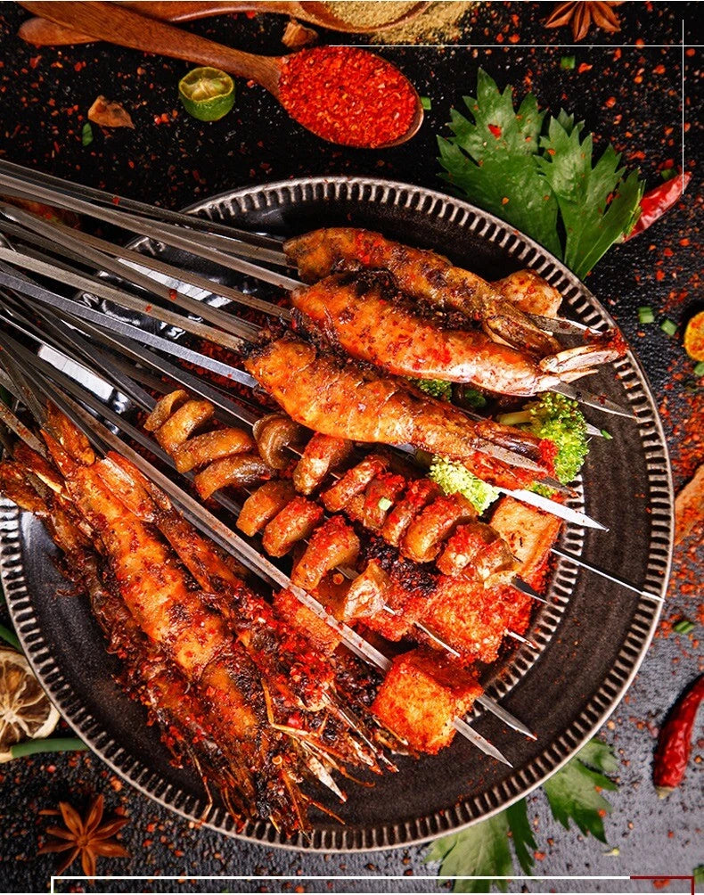 5pcs Barbecue Skewer titanium Flat Grilling Skewers BBQ Needle Stick Barbecue 07FC0E-D4 - KOEEK