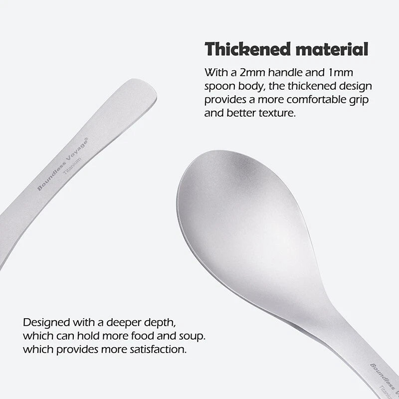 Titanium Soup Spoon Camping Lightweight Cutlery Outdoor Flatware EDC Tools Gifts 07FC0E-D4 - KOEEK