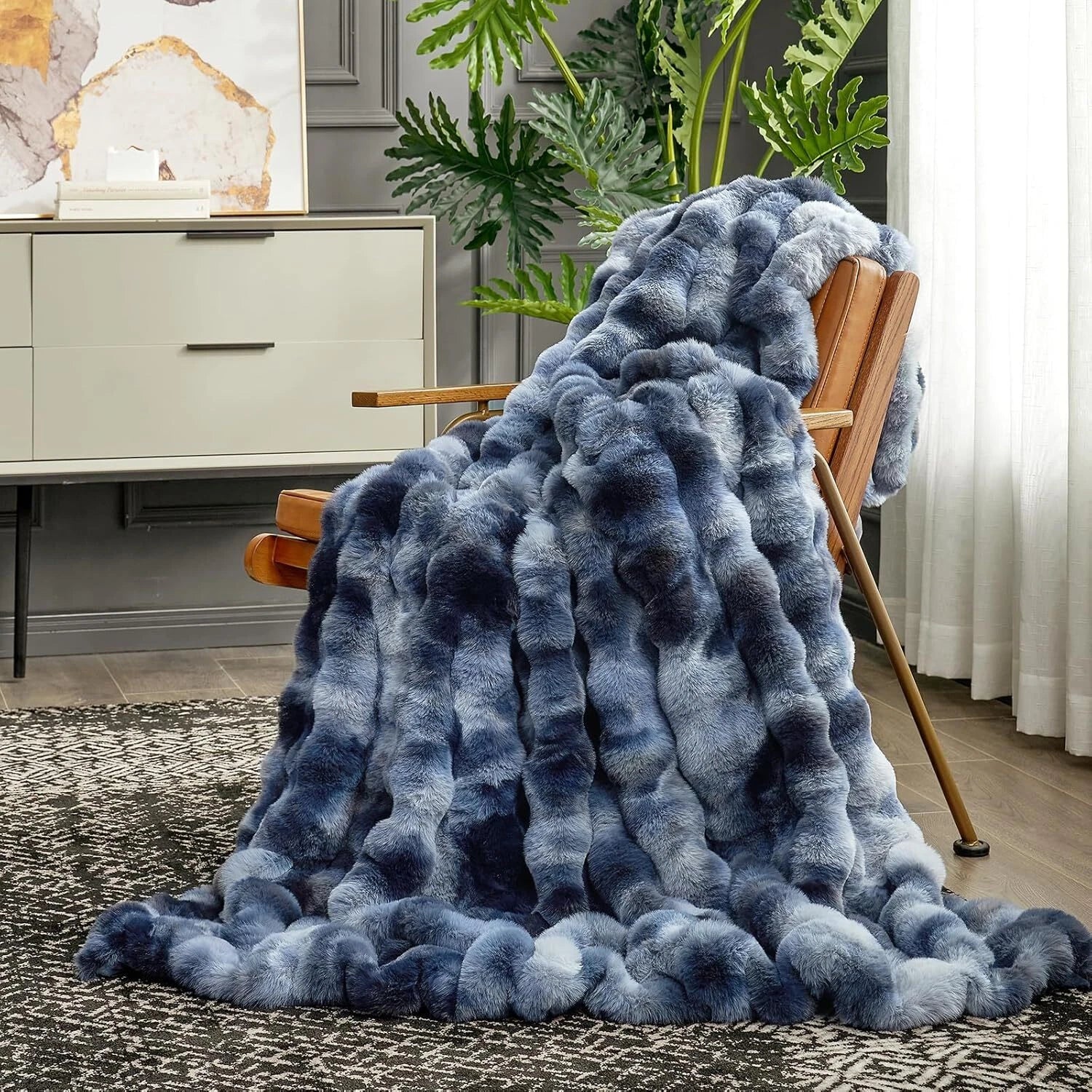 Artificial Wool Carpet for Sofa, Sofa, Shaggy Pile Thick Bubble Blanket 07FC0E-D4 - KOEEK