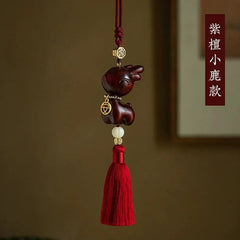 Zitan Wood Safe Journey Car Hanging Pendant Luxury Rearview Mirror Decoration 07FC0E-D4 - KOEEK
