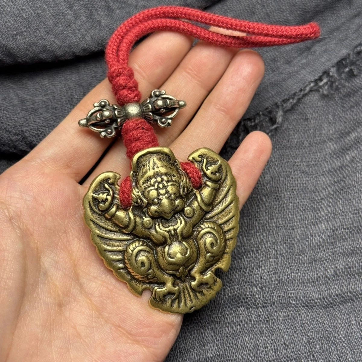 Tibetan Brass Garuda Spreading Wings Bird Pendant Amulet Collectible 07FC0E-D4 - KOEEK