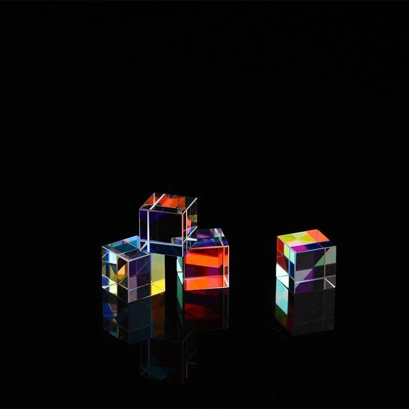 CMY Mixed Color Crystal Prism Cube Illusion Fun Desk Play Beamsplitter Prism EDC 07FC0E-D4 - KOEEK