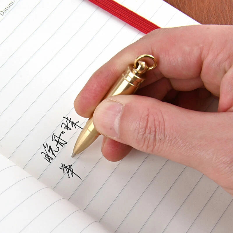 EDC Mini Brass Keychain Ball Pen Necklace pendant pen Emergency Writing Record EDC - KOEEK