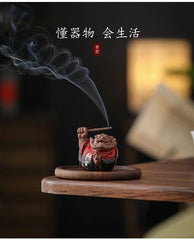 Ceramic Zhong Kui Stick Incense Holder Home Entryway Tea Room Desk Decor 07FC0E-D4 - KOEEK